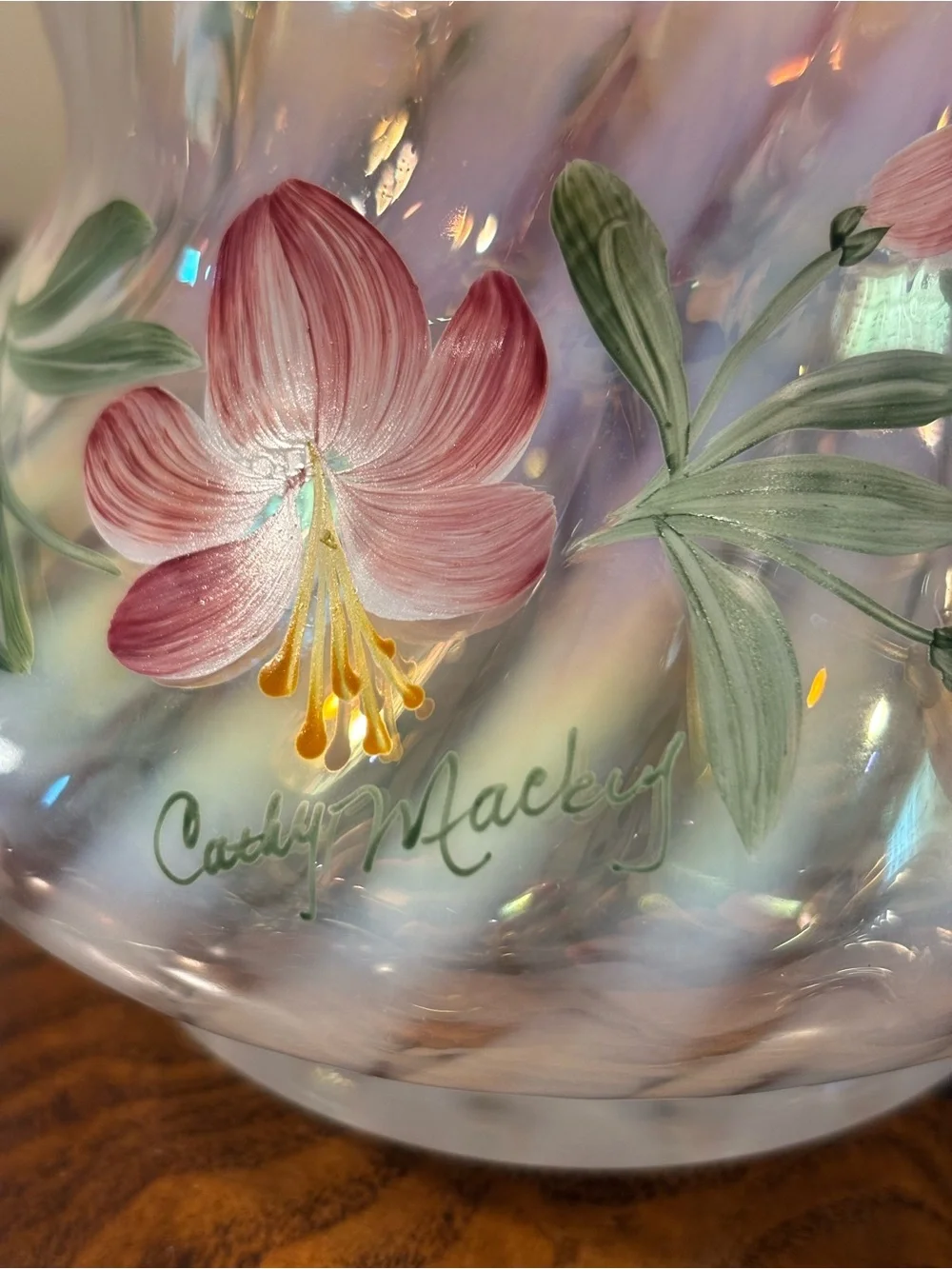 Fenton Iridescent Glass Basket
